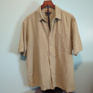 Royal Robbins Men's Olive Green Cotton Short Sleeve Button Down Shirt Size L